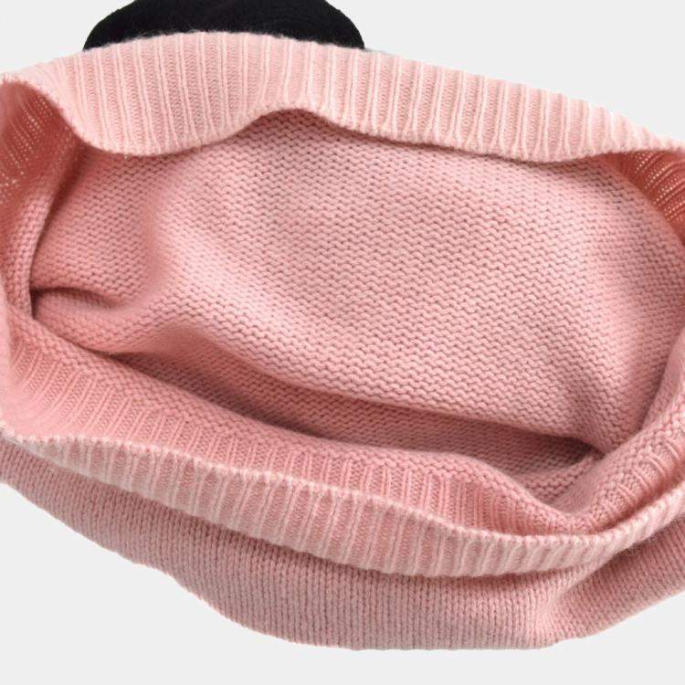 Pre Owned Chanel Pink Black Long Sleeve Round Neck Knit Sweater 