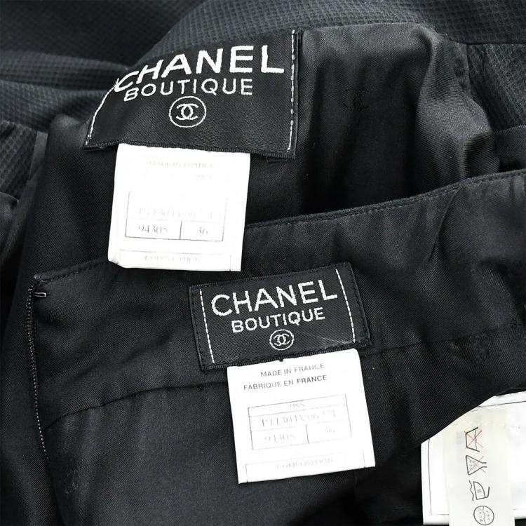 Pre Owned Chanel Setup Suit Jacket Skirt Black 98S #36