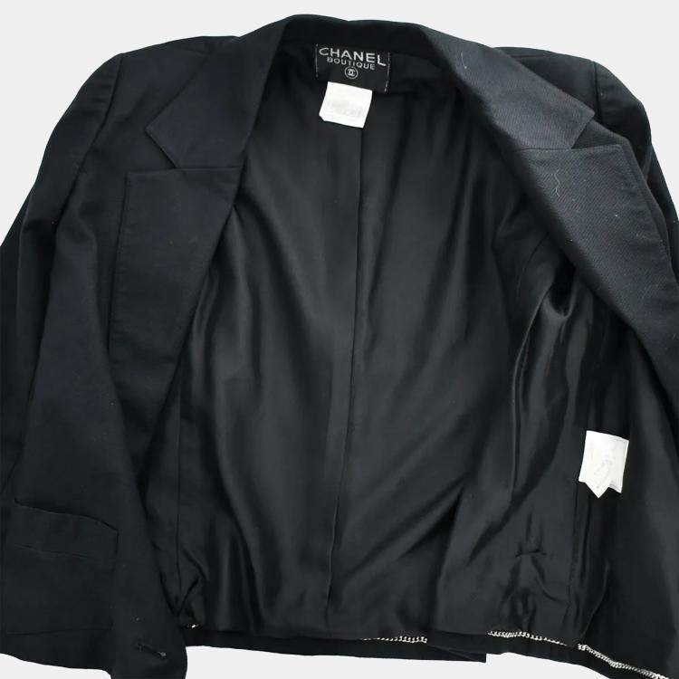 Pre Owned Chanel Setup Suit Jacket Skirt Black 98S #36
