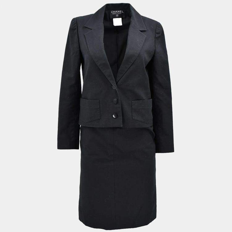 Pre Owned Chanel Setup Suit Jacket Skirt Black 98S #36