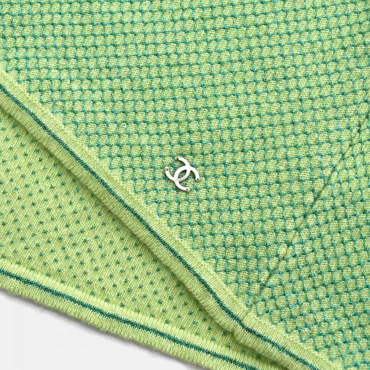 Pre Owned Chanel Ensemble Cardigan Short Sleeve Top Green #42