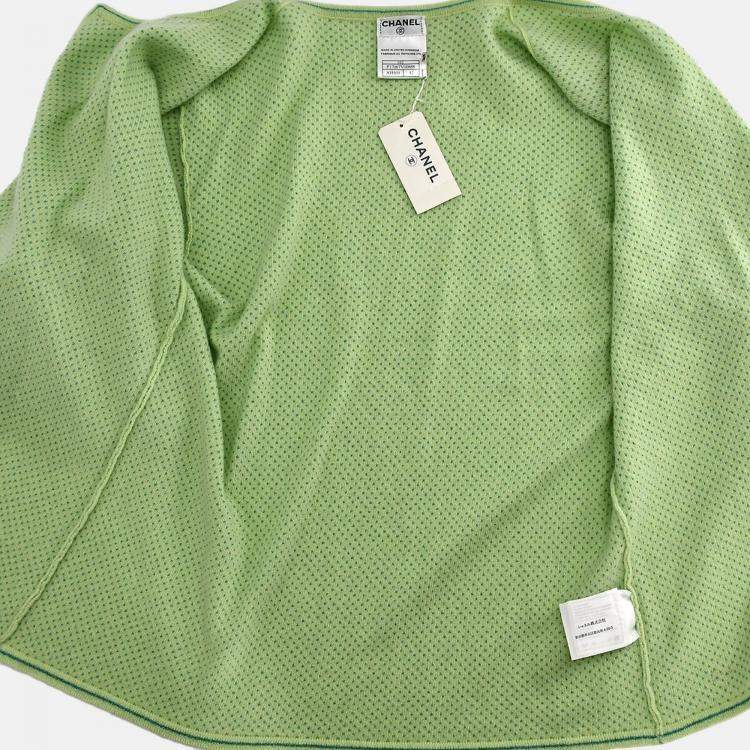 Pre Owned Chanel Ensemble Cardigan Short Sleeve Top Green #42
