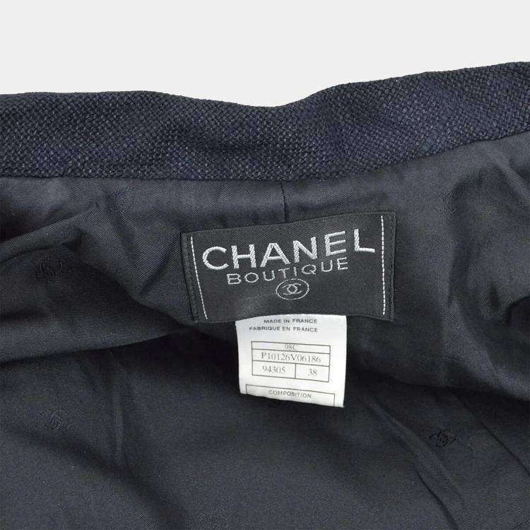 Pre Owned Chanel Single Breasted Jacket Black 98C #38