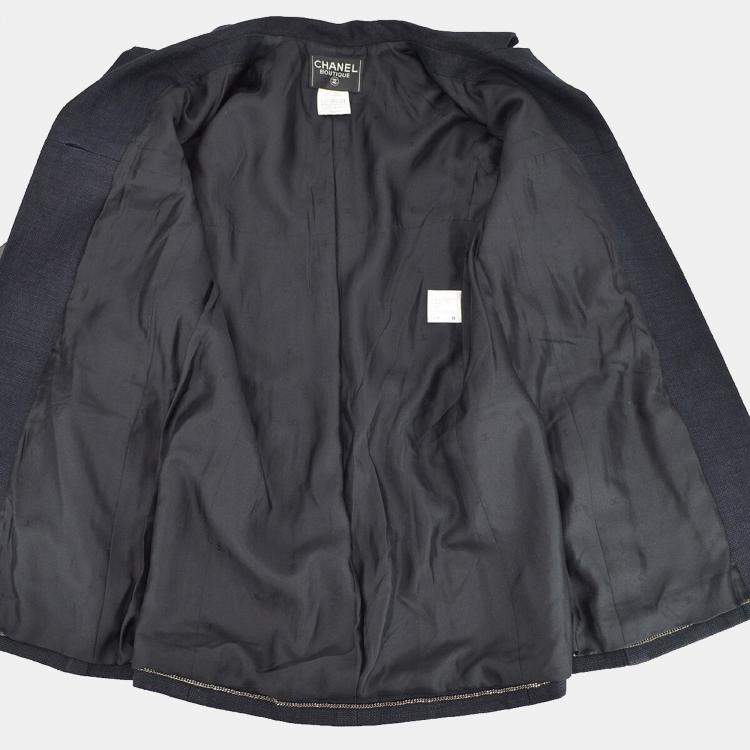 Pre Owned Chanel Single Breasted Jacket Black 98C #38