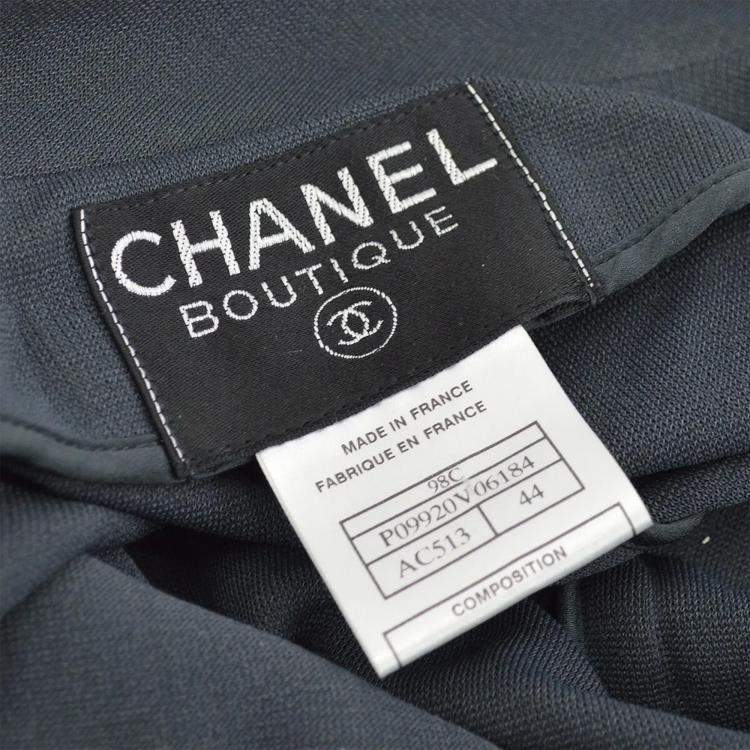 Pre Owned Chanel Single Breasted Jacket Gray 98C #44