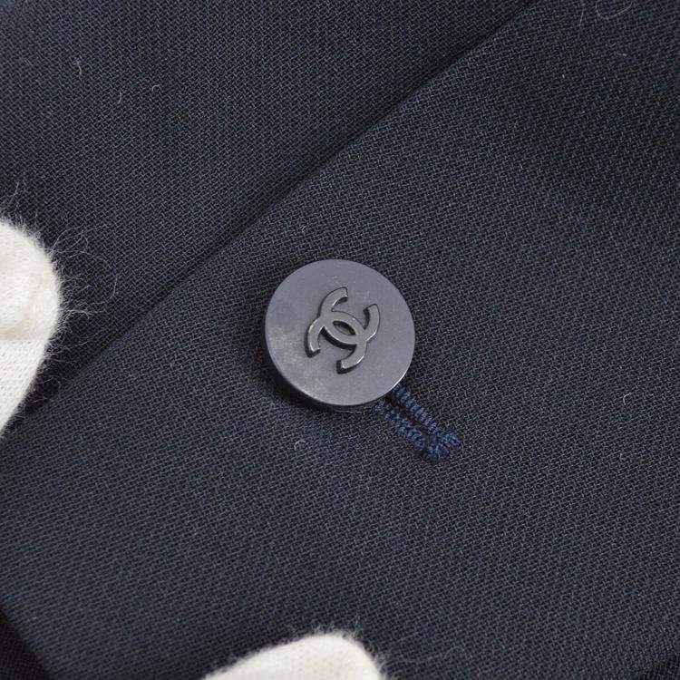 Pre Owned Chanel Single Breasted Jacket Navy 