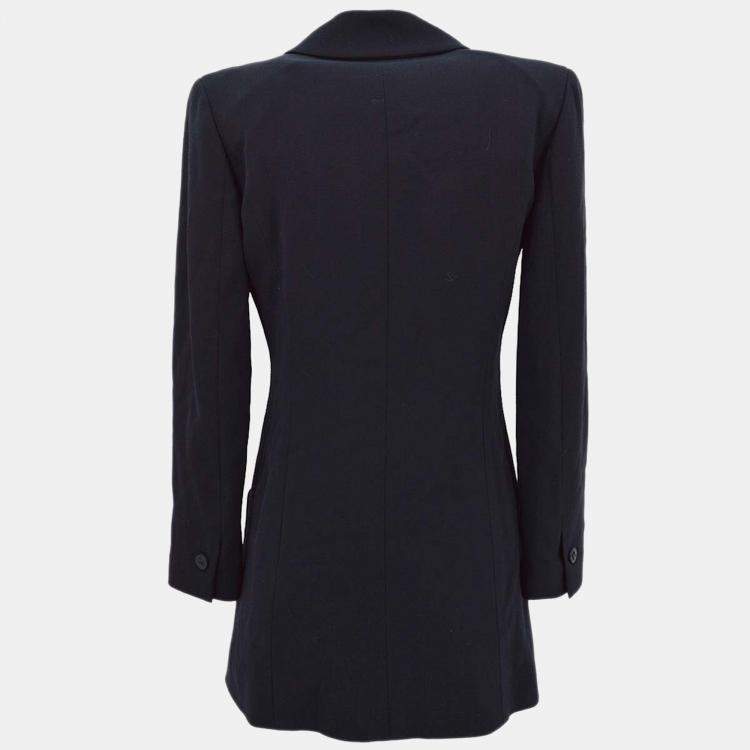 Pre Owned Chanel Single Breasted Jacket Navy 