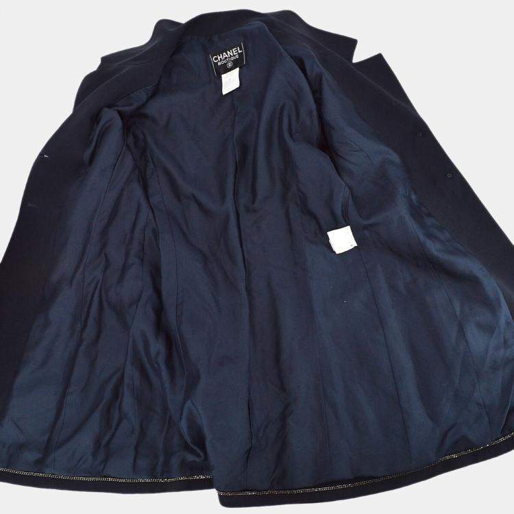 Pre Owned Chanel Single Breasted Jacket Navy 