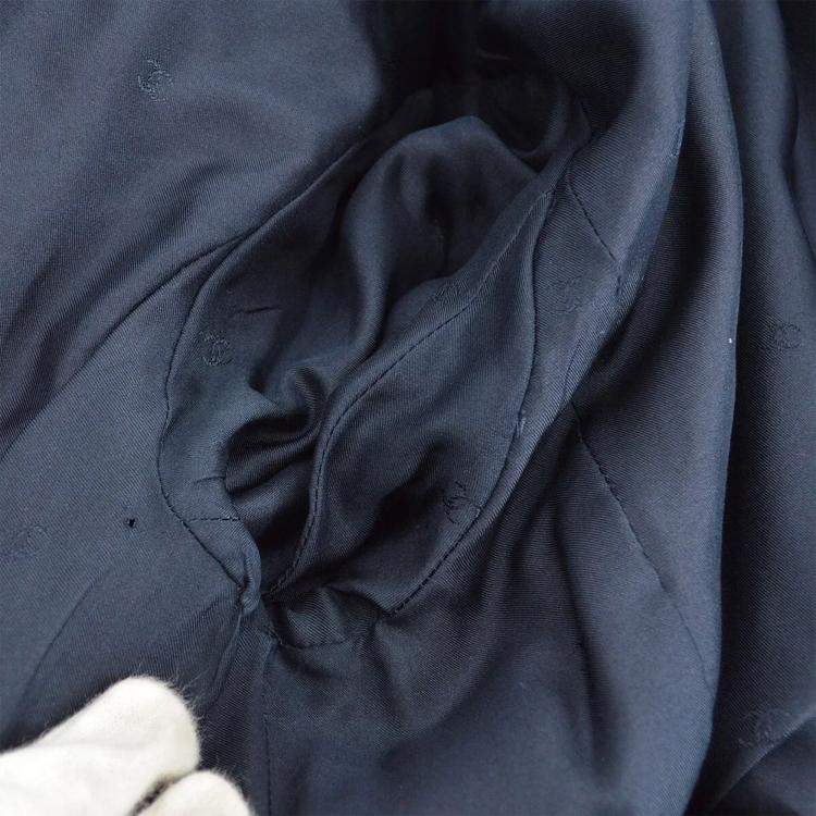 Pre Owned Chanel Single Breasted Jacket Navy 