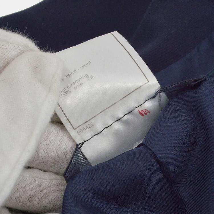 Pre Owned Chanel Single Breasted Jacket Navy 