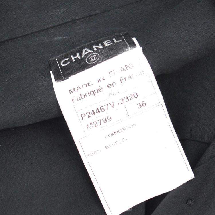 Pre Owned Chanel  Race Front Opening Long Sleeve Top Shirt Black