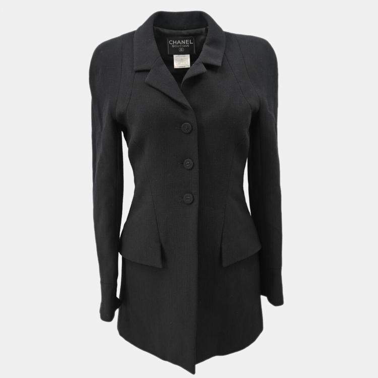 Pre Owned Chanel Single Breasted Jacket Black 