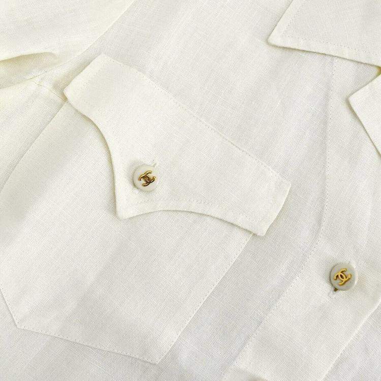 Pre Owned Chanel Short Sleeve Shirt White 