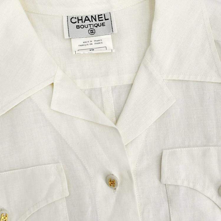 Pre Owned Chanel Short Sleeve Shirt White 