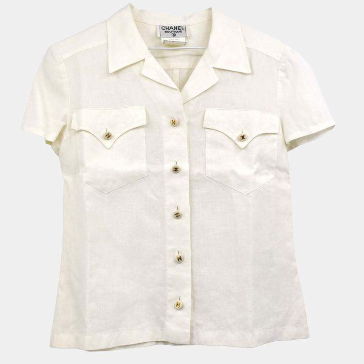Pre Owned Chanel Short Sleeve Shirt White 