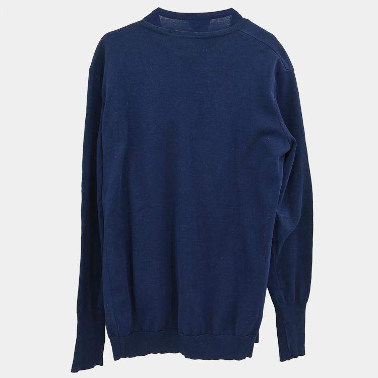Pre Owned Chanel Ensemble Cardigan Top Navy 