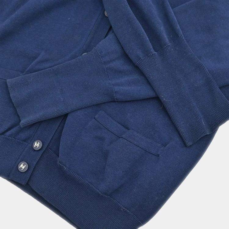 Pre Owned Chanel Ensemble Cardigan Top Navy 