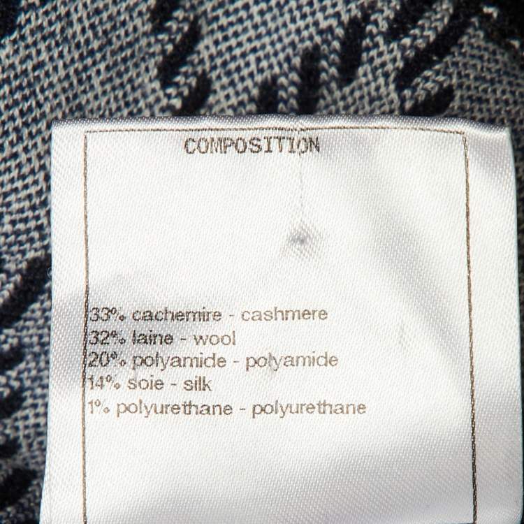 Pre Owned Chanel Navy Blue CC Quilted Pattern Wool High Neck Sweater S