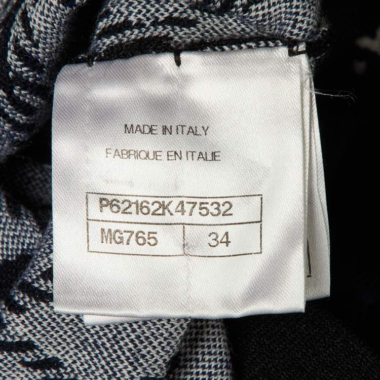 Pre Owned Chanel Navy Blue CC Quilted Pattern Wool High Neck Sweater S