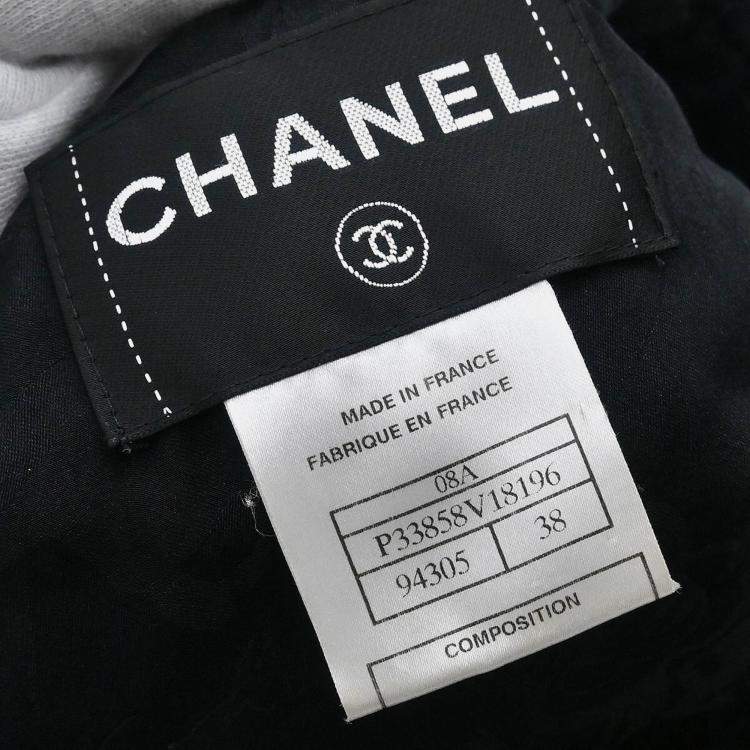 Pre Owned Chanel Single Breasted Collarless Jacket Black #38