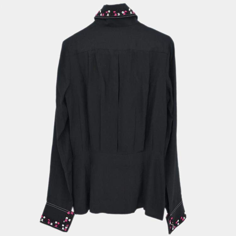 Pre Owned Chanel Black Silk  Shirt Woman Size 36