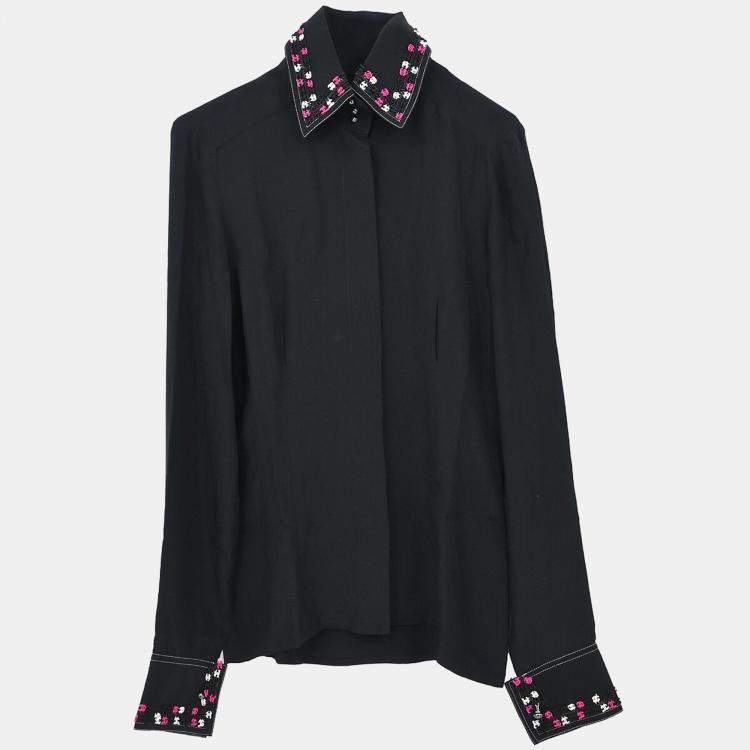 Pre Owned Chanel Black Silk  Shirt Woman Size 36