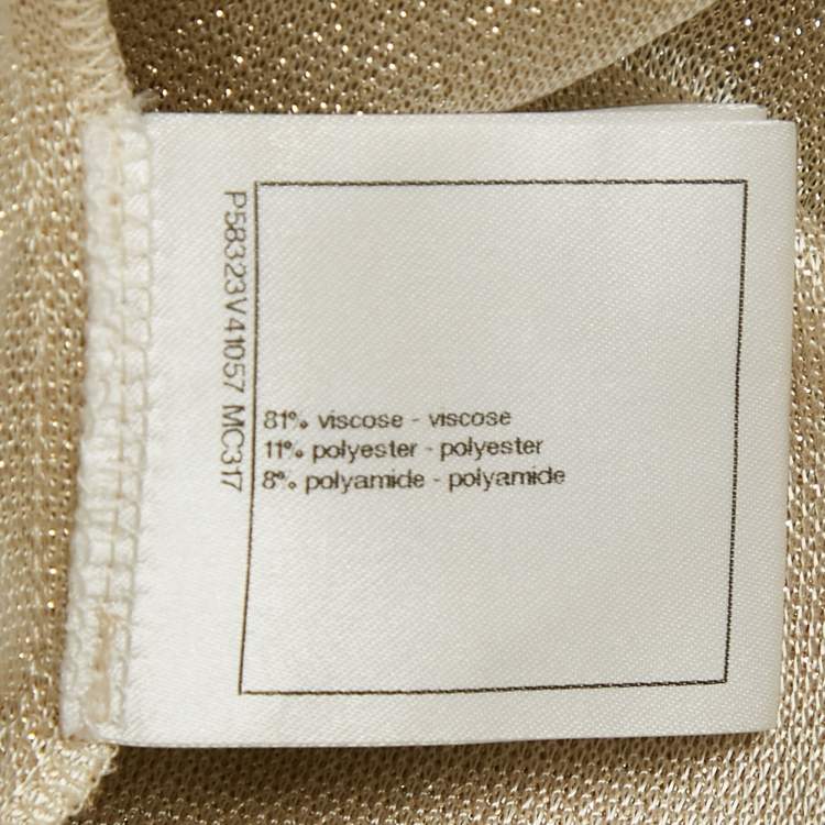 Pre Owned Chanel Beige Lurex Knit Button Detail Mini Dress M