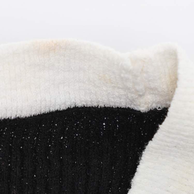 Pre Owned Chanel Black/White Rib Knit Tops M