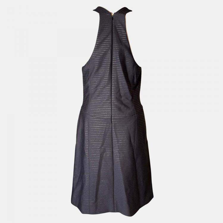 Pre Owned Chanel 23P Metallic Stripe Dungaree Dress M