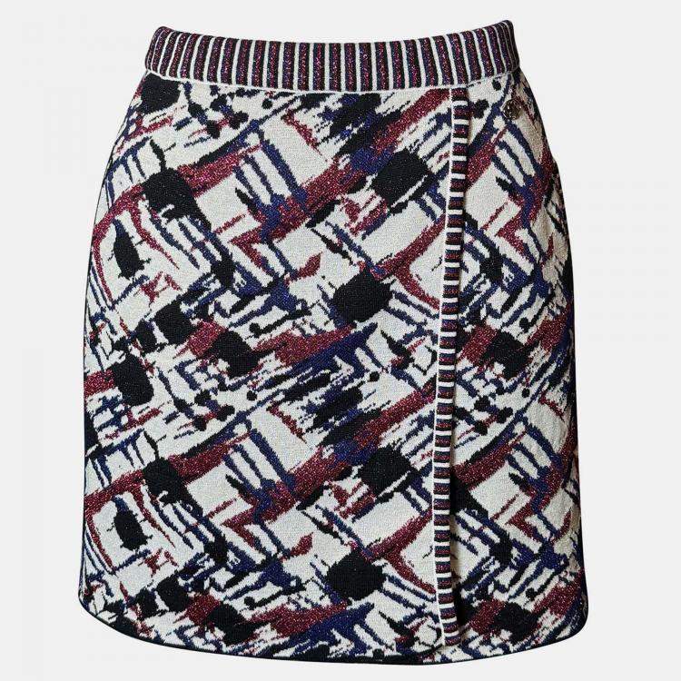 Pre Owned Chanel Multicolor Metallic Print Mini Skirt S