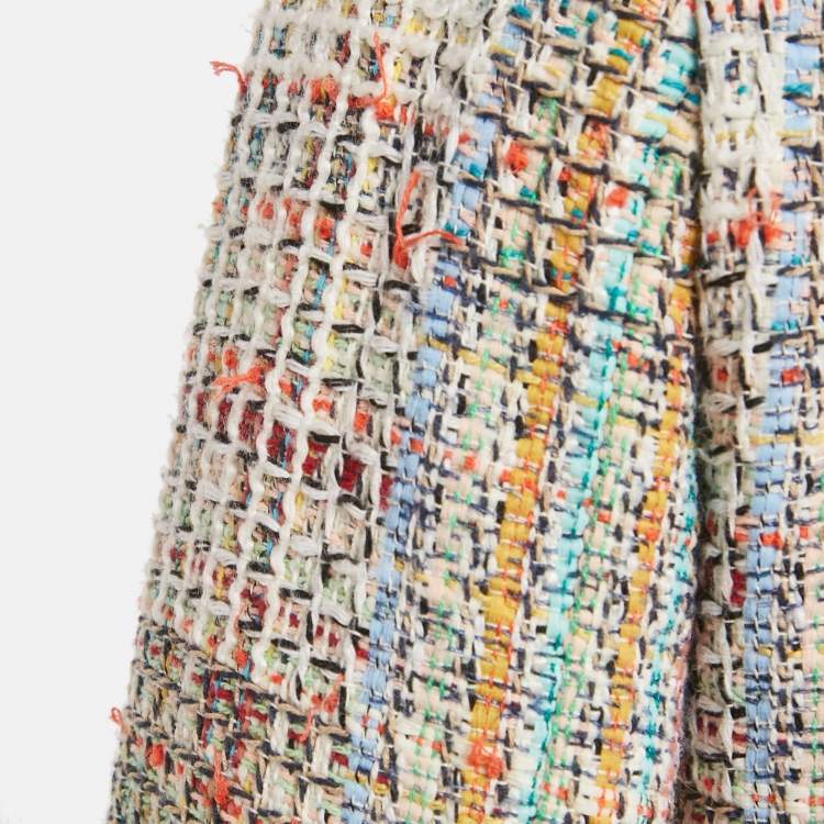 Pre Owned Chanel Multicolor Tweed Double Breasted Cuba Blazer S