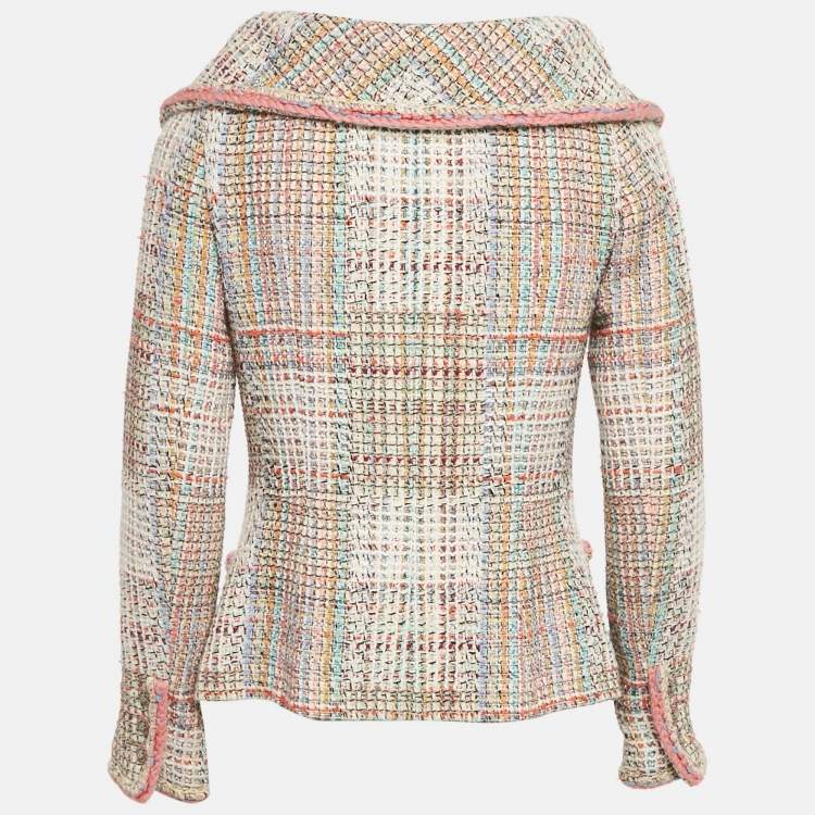 Pre Owned Chanel Multicolor Tweed Double Breasted Cuba Blazer S