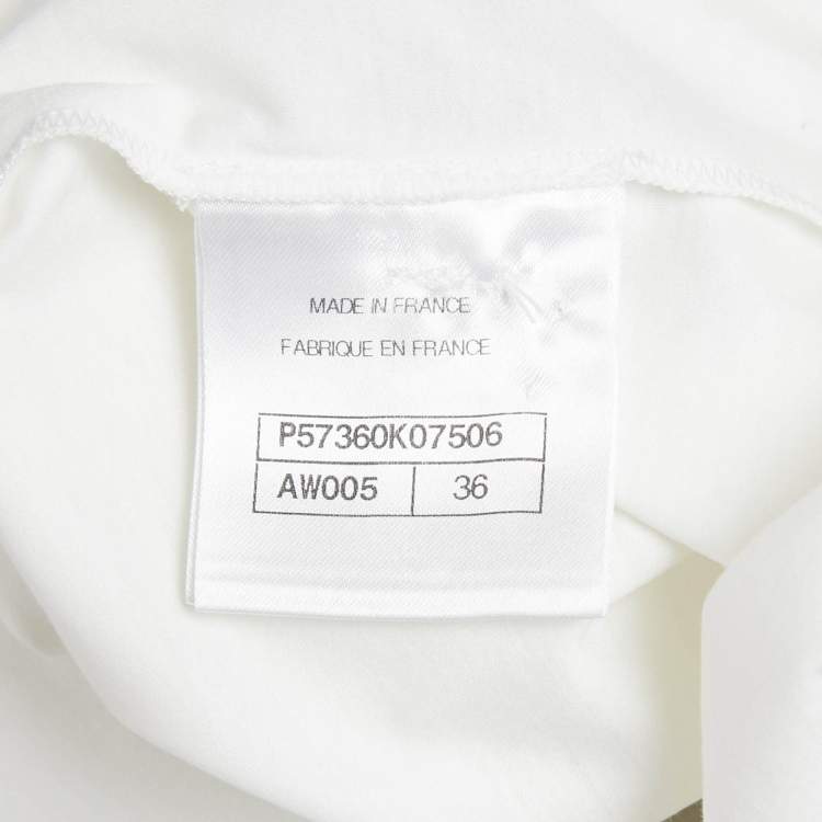 Pre Owned Chanel White Logo Applique Cotton Full Sleeve T-Shirt S