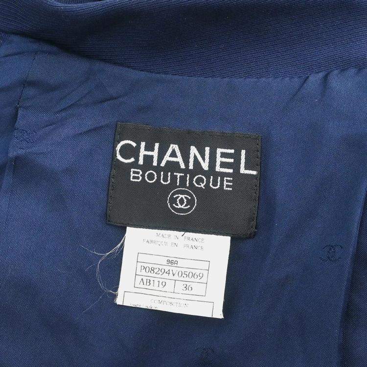 Pre Owned Chanel Double Breasted Jacket Navy Size S