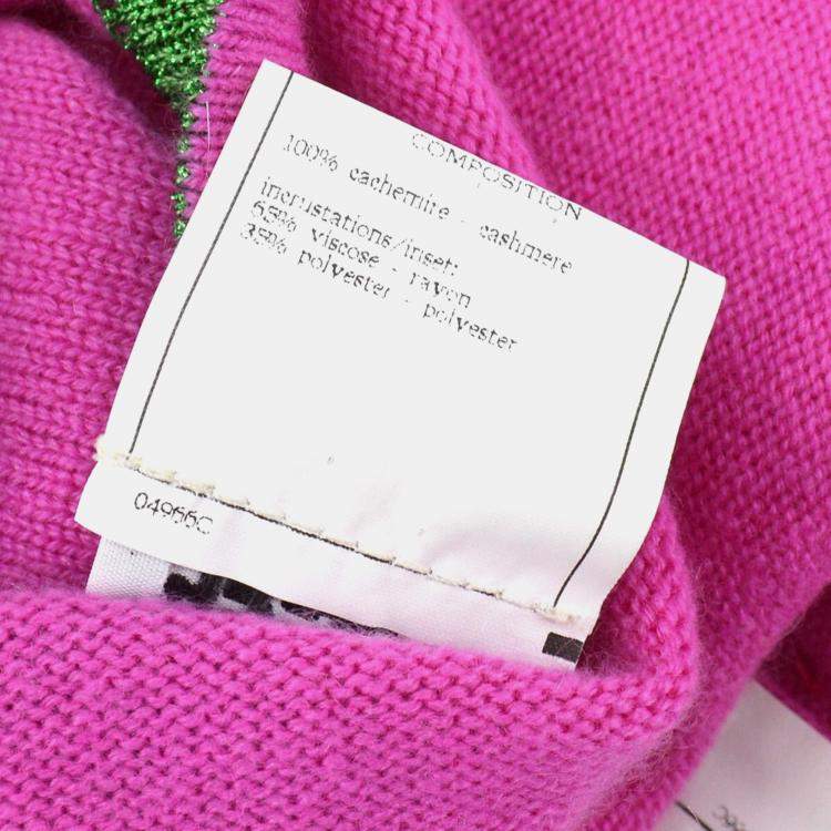 Pre Owned Chanel Pink/Green Cashmere Cardigan Women Size 40