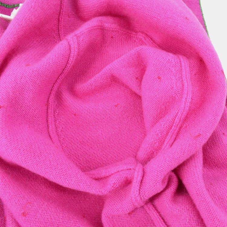 Pre Owned Chanel Pink/Green Cashmere Cardigan Women Size 40