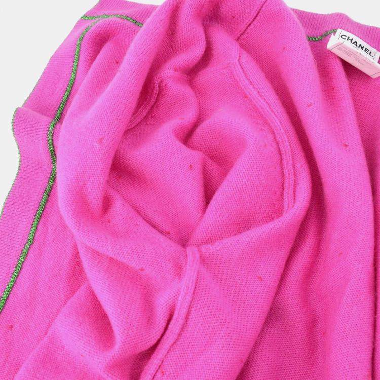 Pre Owned Chanel Pink/Green Cashmere Cardigan Women Size 40