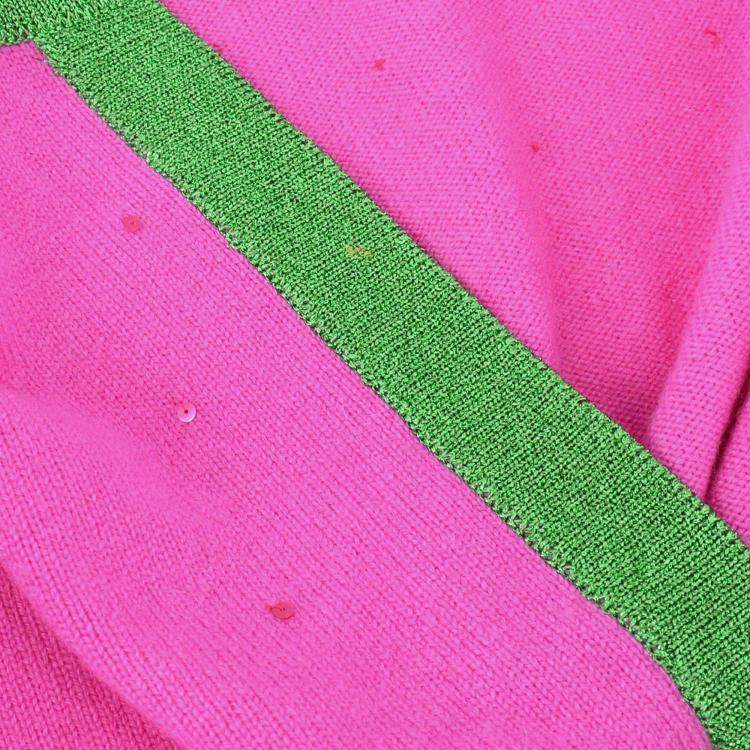 Pre Owned Chanel Pink/Green Cashmere Cardigan Women Size 40