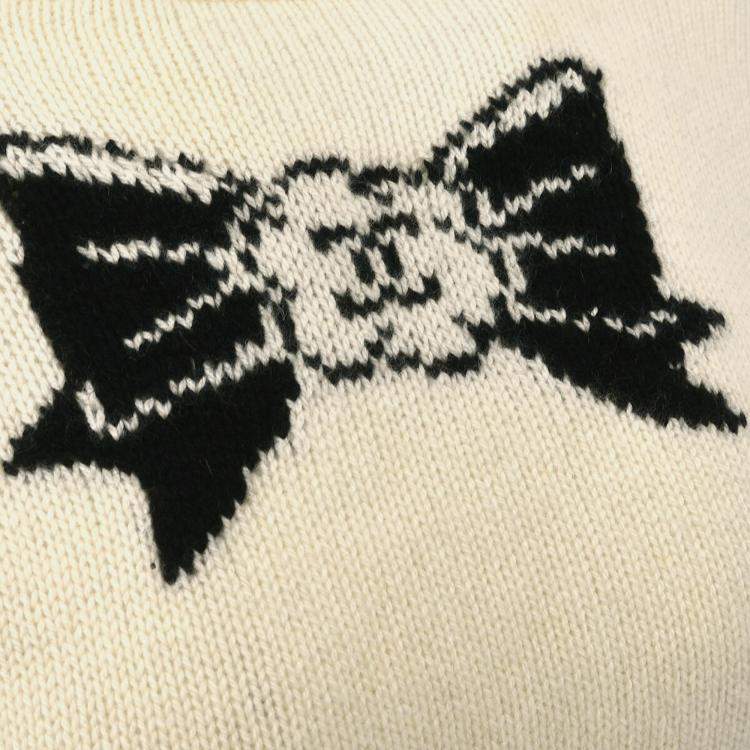 Pre Owned Chanel Off-White/Black Cashmere Women Size 42