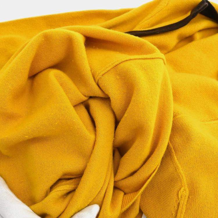 Pre Owned Chanel Ensemble Cardigan Short Sleeve Top Yellow Size M