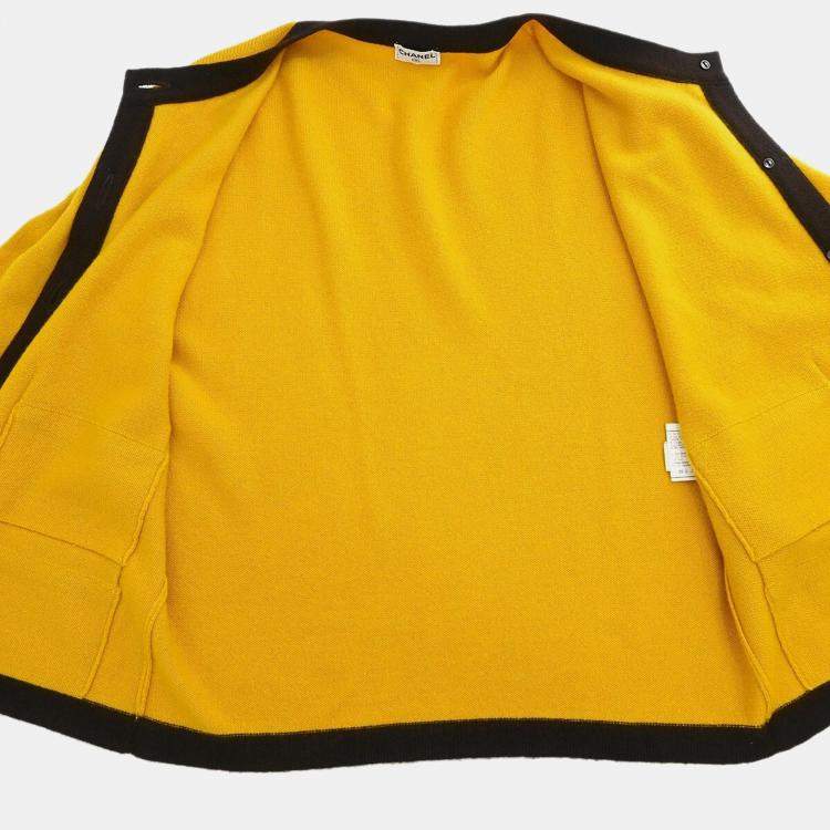 Pre Owned Chanel Ensemble Cardigan Short Sleeve Top Yellow Size M