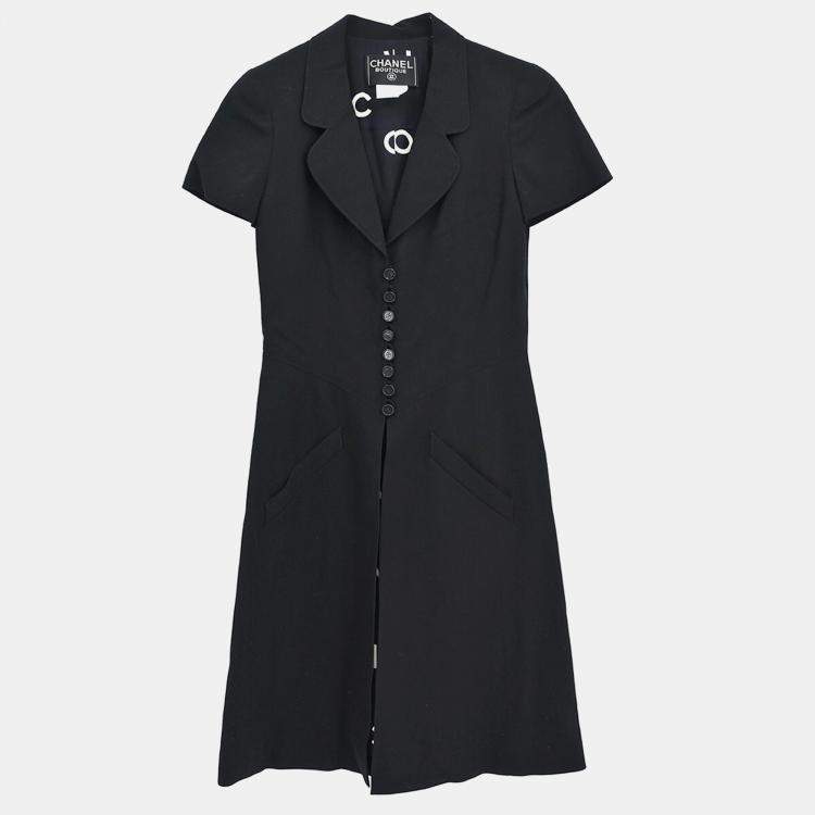 Pre Owned Chanel Black Wool Dress Women Size 34