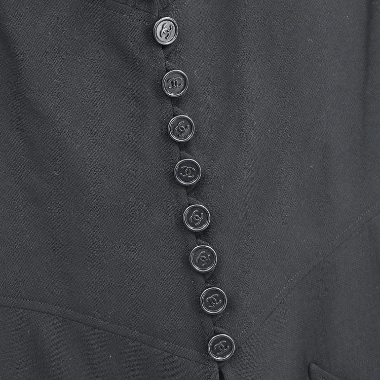 Pre Owned Chanel Black Wool Dress Women Size 34