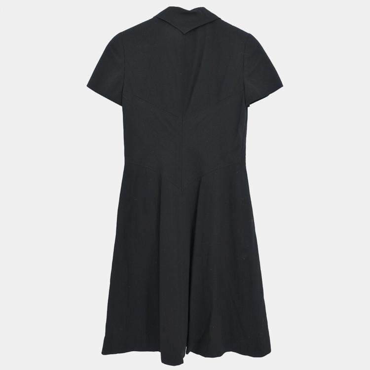 Pre Owned Chanel Black Wool Dress Women Size 34