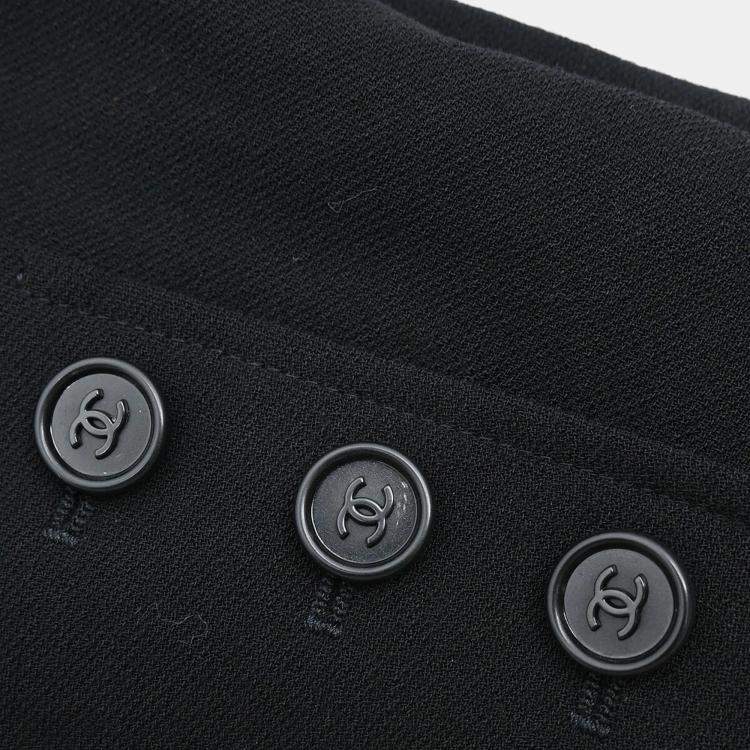 Pre Owned Chanel Black Wool Single Breasted Jacket Women Size 42