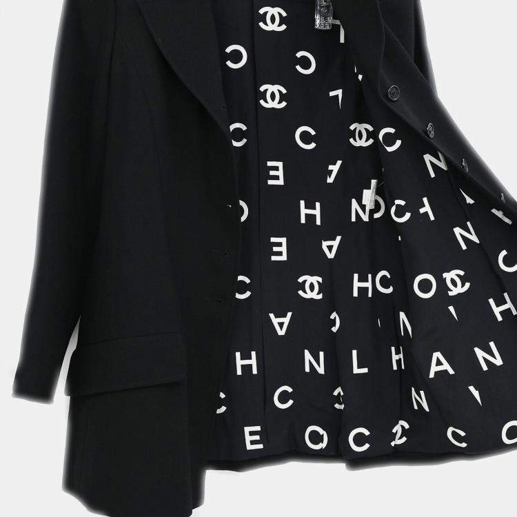 Pre Owned Chanel Black Wool Single Breasted Jacket Women Size 42