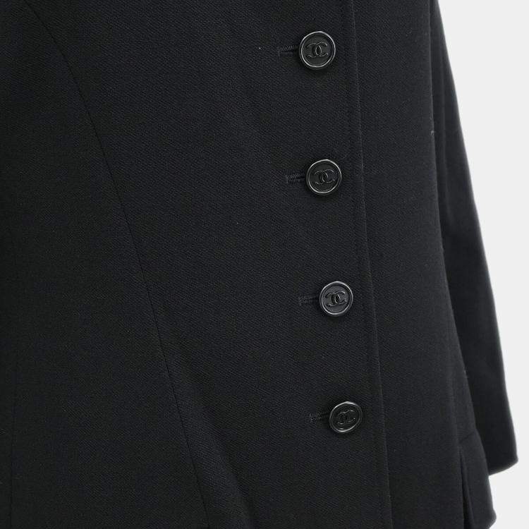 Pre Owned Chanel Black Wool Single Breasted Jacket Women Size 42