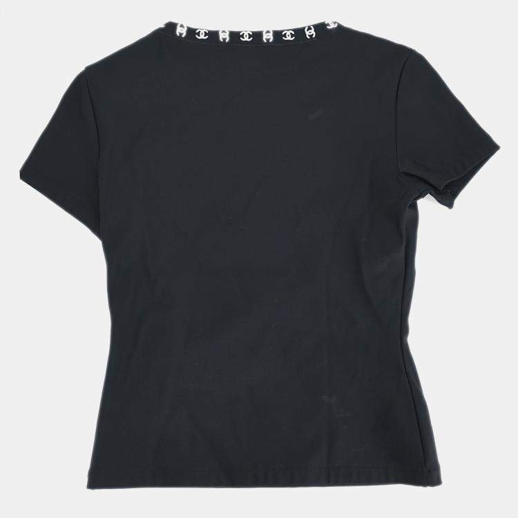 Pre Owned Chanel Short Sleeve T-shirt Top Black Size S