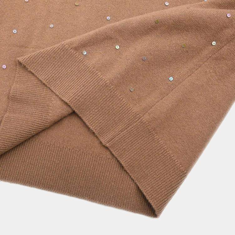 Pre Owned Chanel Ensemble Cashmere Brown Cardigan and Top Women Size 44