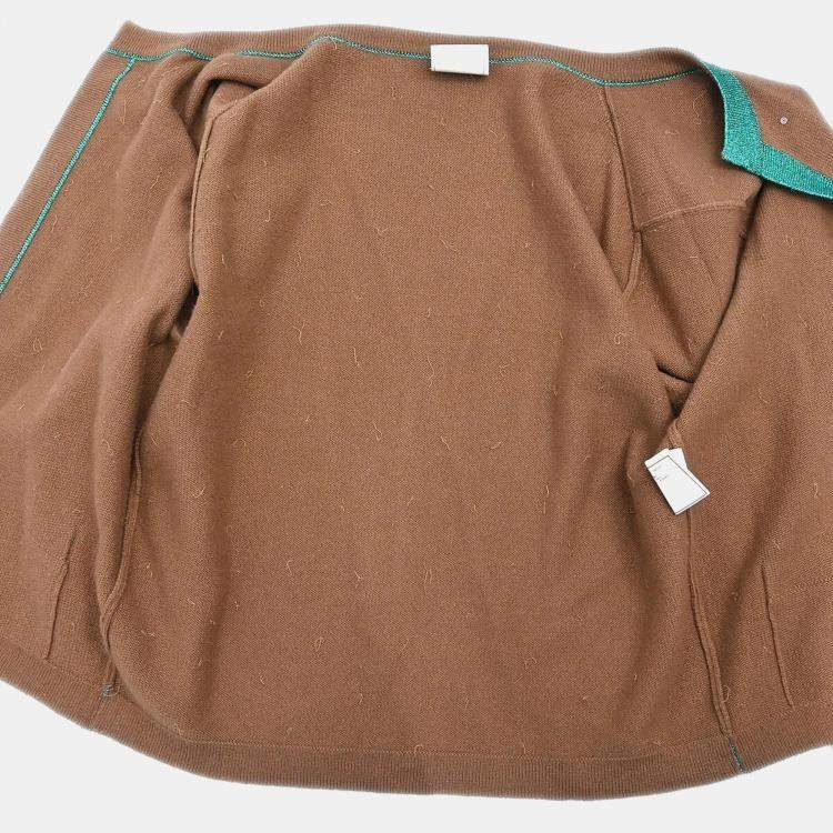 Pre Owned Chanel Ensemble Cashmere Brown Cardigan and Top Women Size 44